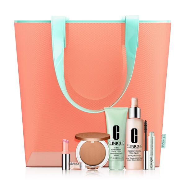 CLINIQUE 5 PIECE BEAUTY & MAKEUP GIFT SET SUNNY DAY STAPLES ALL FULL SIZE NEW! - Picture 1 of 4